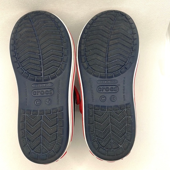 Croc Kids Red,White and Navy Blue Velcro Sandals size c 10 - Picture 3 of 7